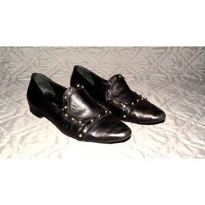 AGL Attilio Giusti Leombruni Black Leather Studded Loafers EU 36 US 6